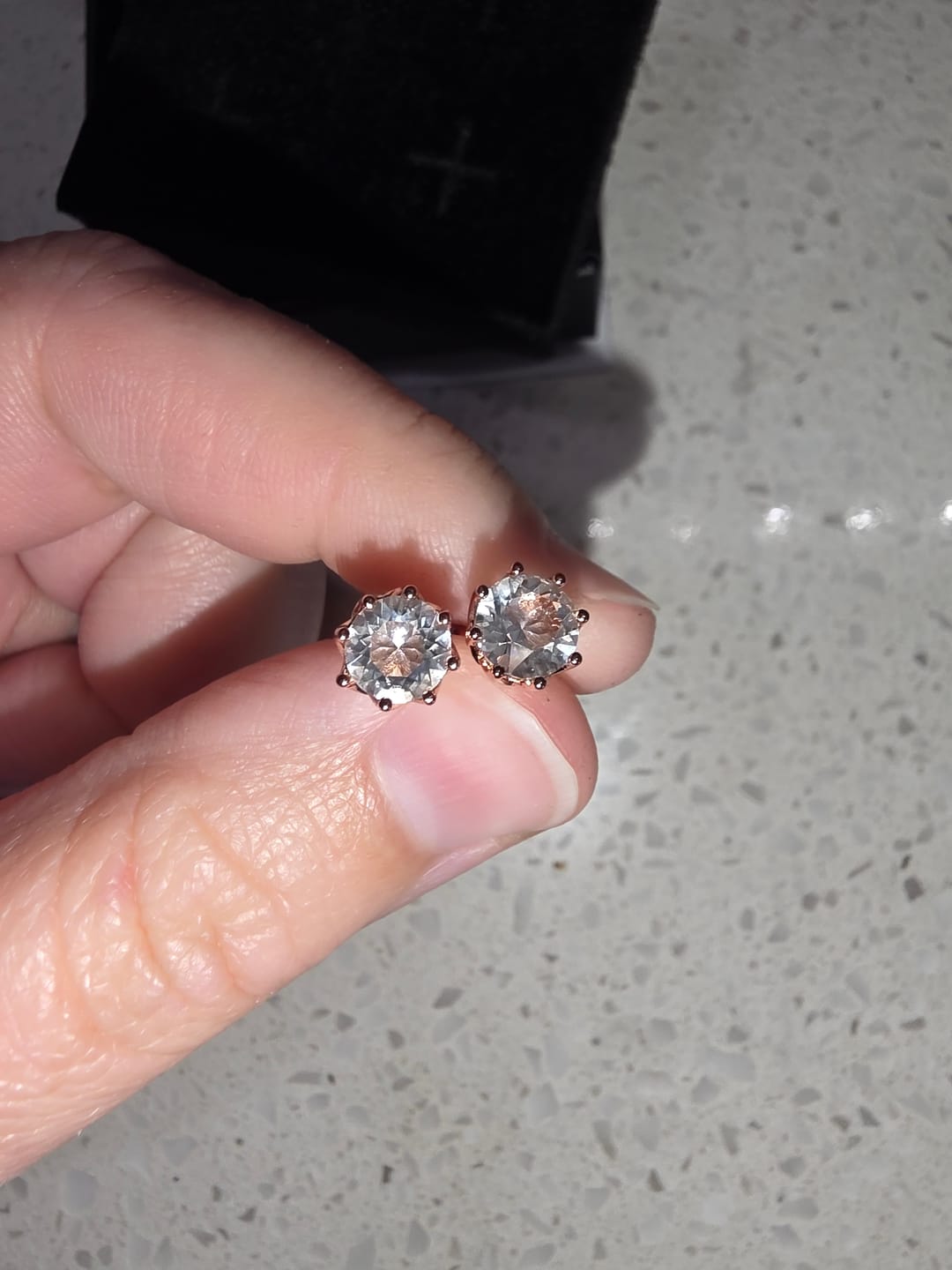 Customer photo review of Eden 18k White Gold Plated Crystal Stud Earrings with Swarovski Crystals