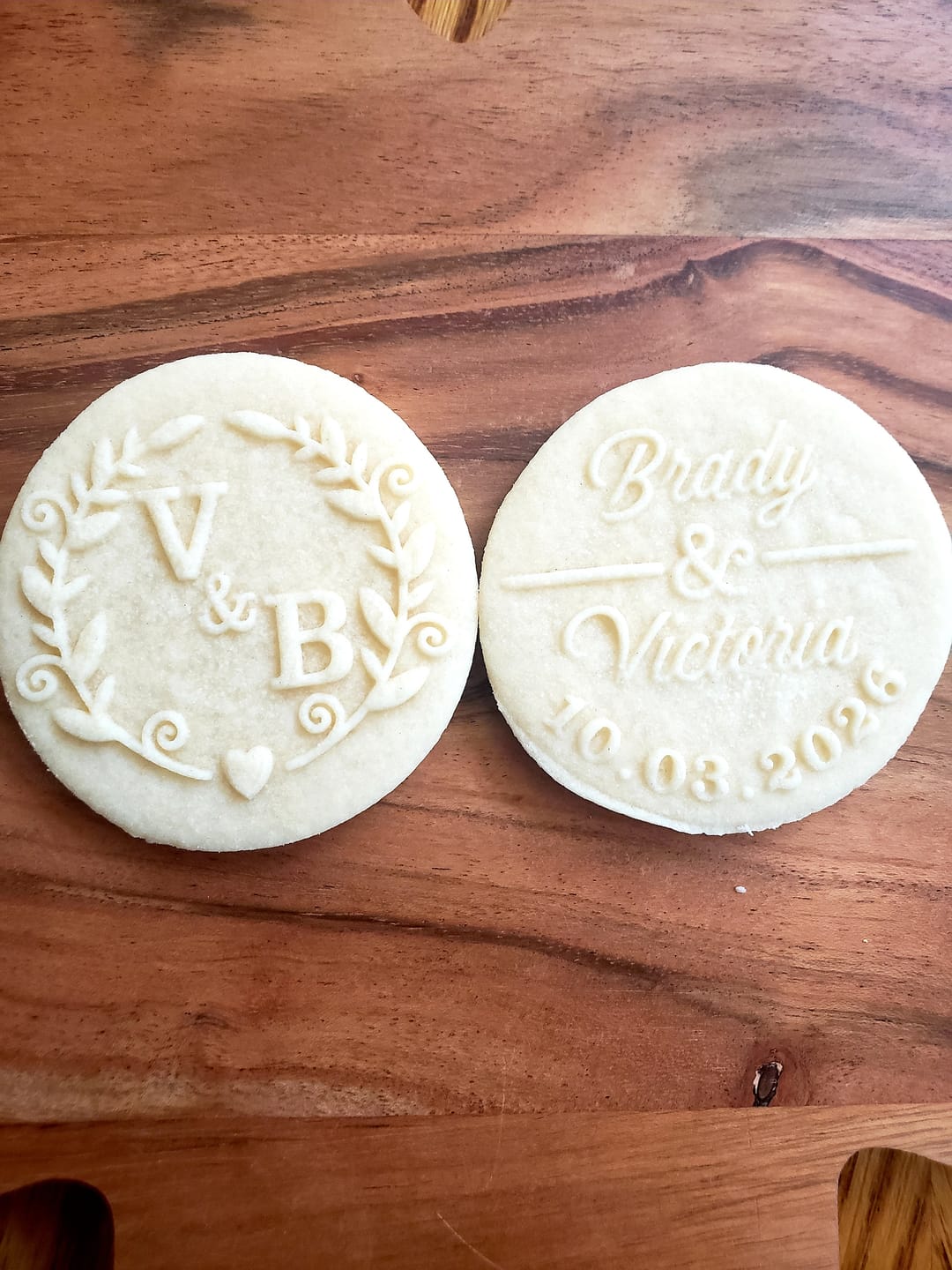 Customer photo review of Custom Embossed Wedding Cookie Stamp - Design W4