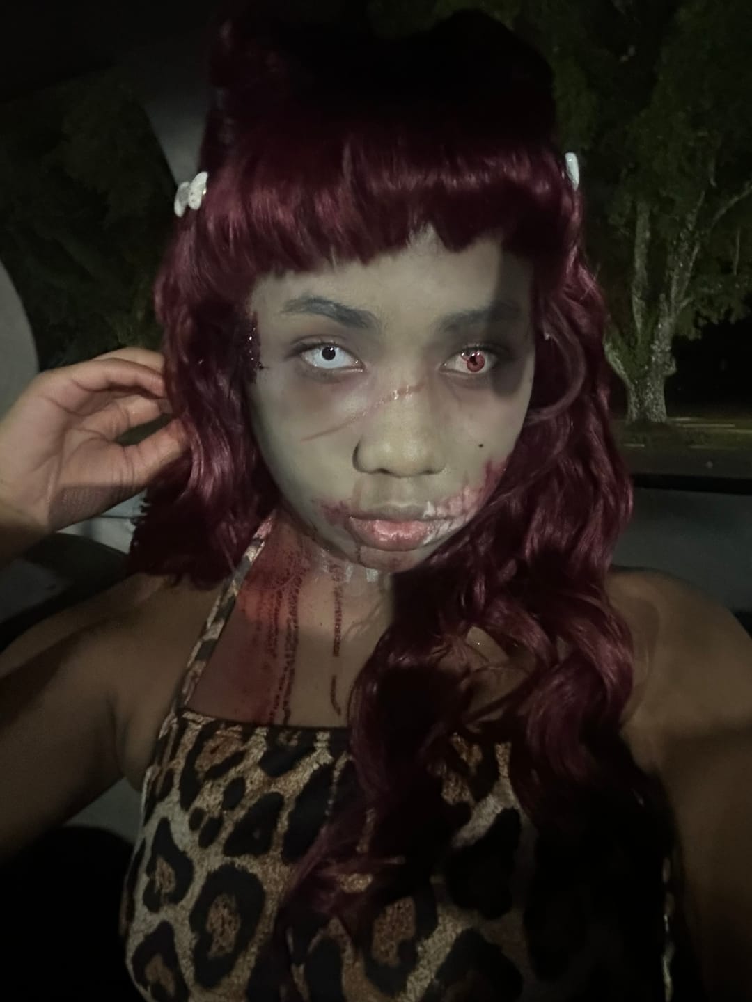 Customer photo review of Halloween Whiteout Prescription Colored Contact Lenses