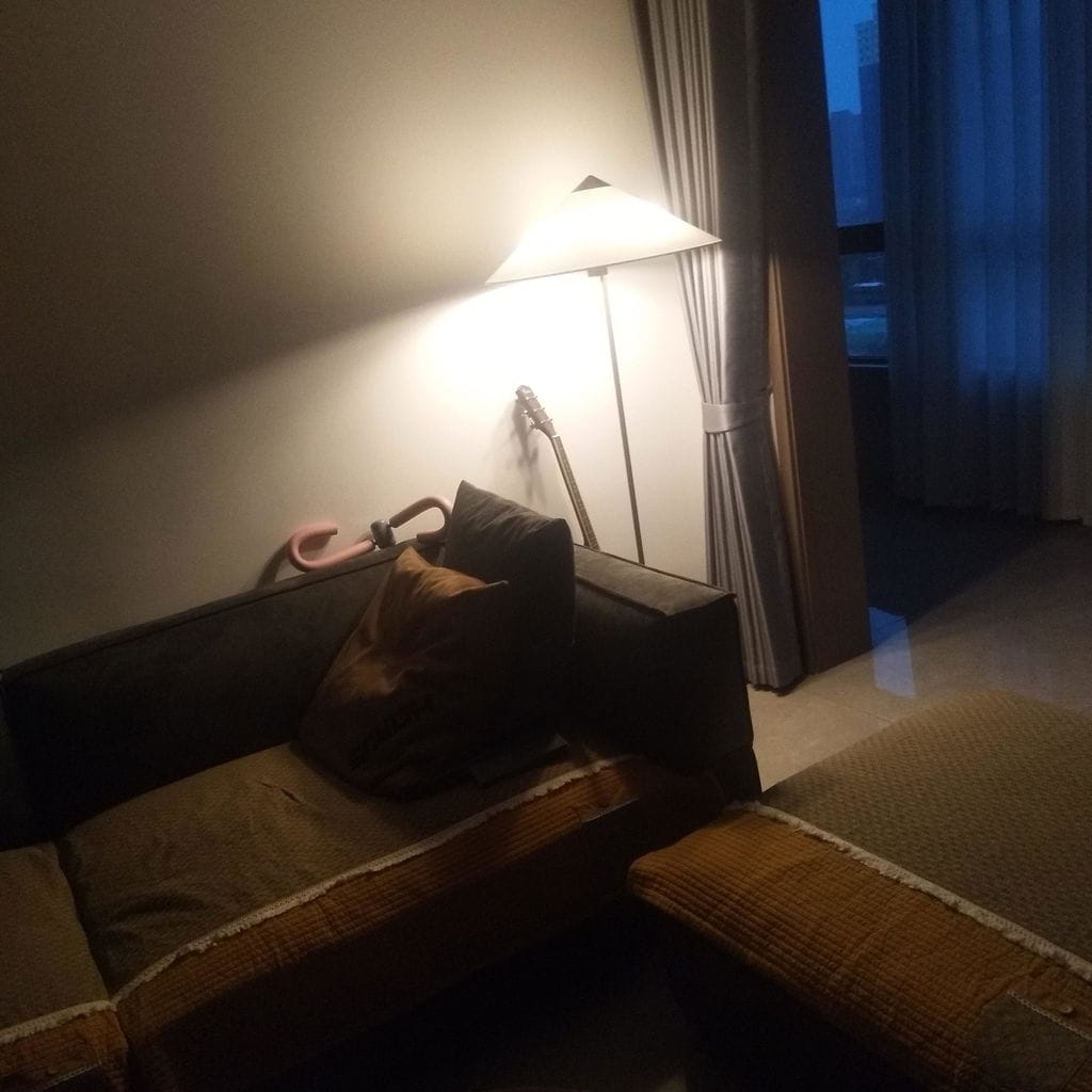 Customer photo review of Floor Lamp with Conical Shade, Bamboo, Rattan or Fabric, 154 cm