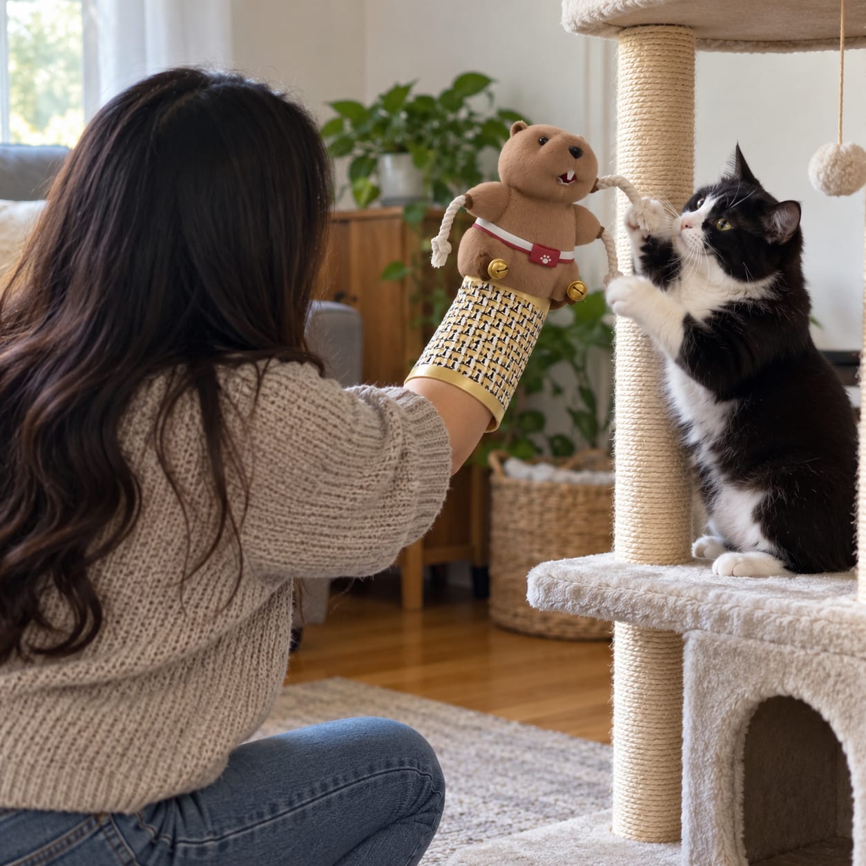 Customer photo review of Scratch-Resistant Play Glove for Cats