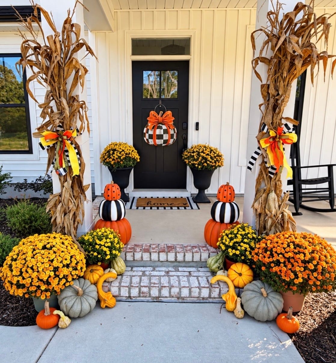 Customer photo review of Elegant Checkered Pumpkin Door Hanger