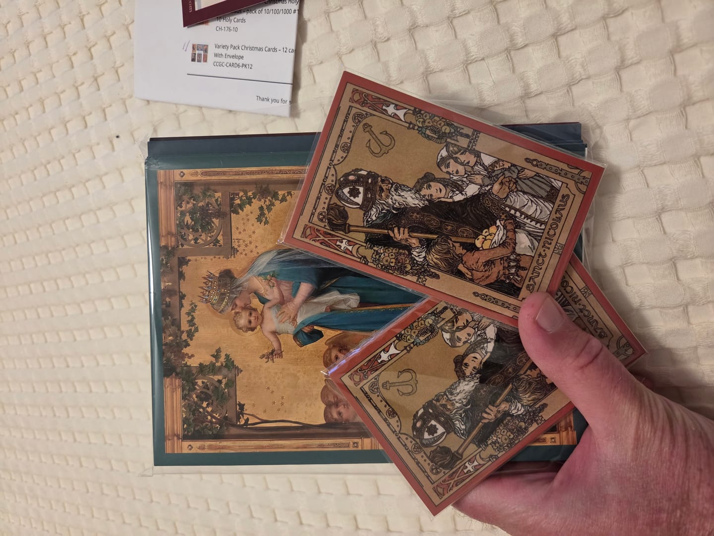 Customer photo review of New! Saint Nicholas - Christmas Holy Card #24  – The Original Santa Claus – pack of 10/100/1000 #176