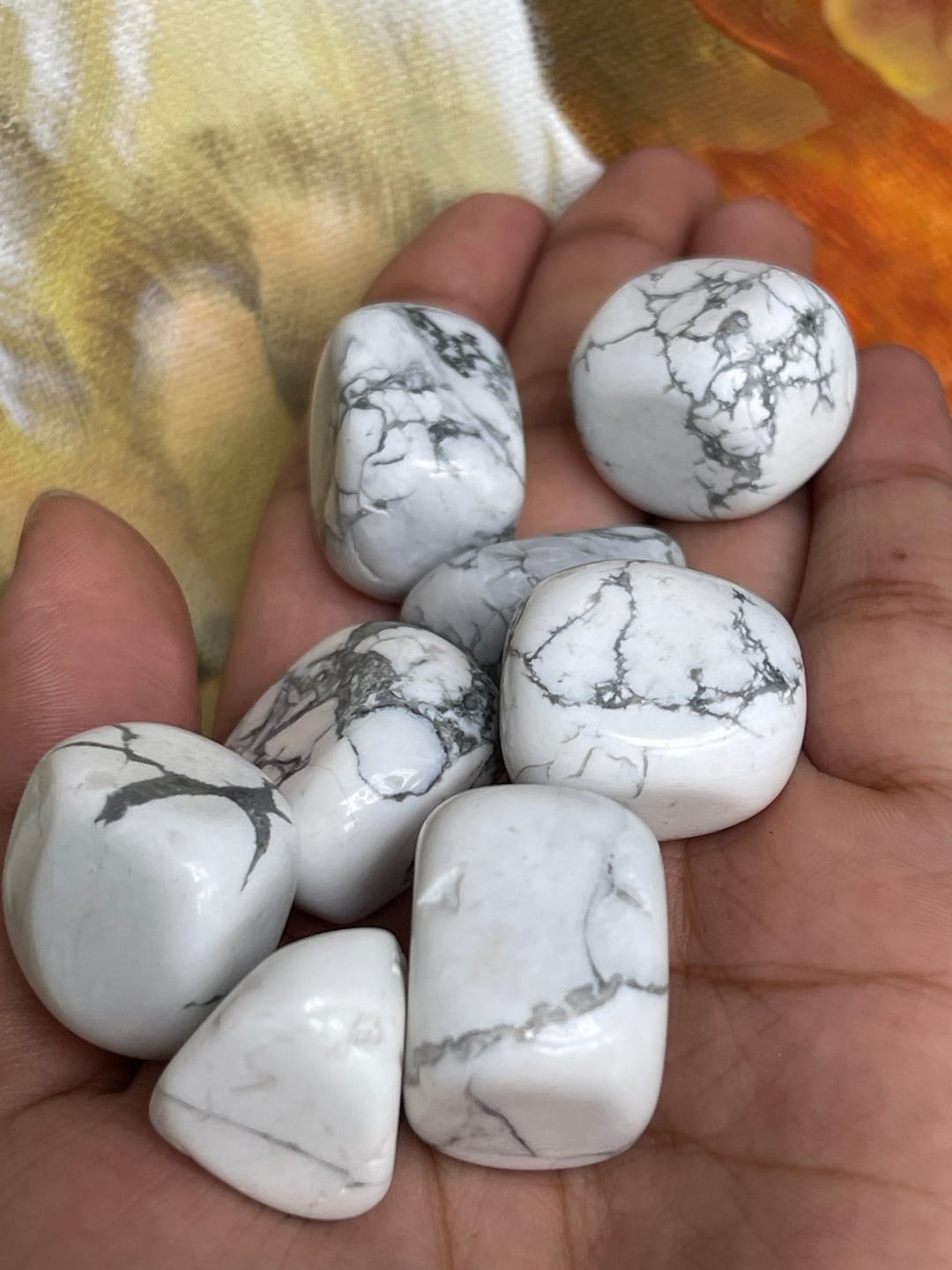 Customer photo review of Natural Howlite Tumbled Stones – Vastu Remedy for Anxiety Relief & Anger Control | Ideal for West Relationship Zones & Stress Areas | 100g / 500g / 1kg