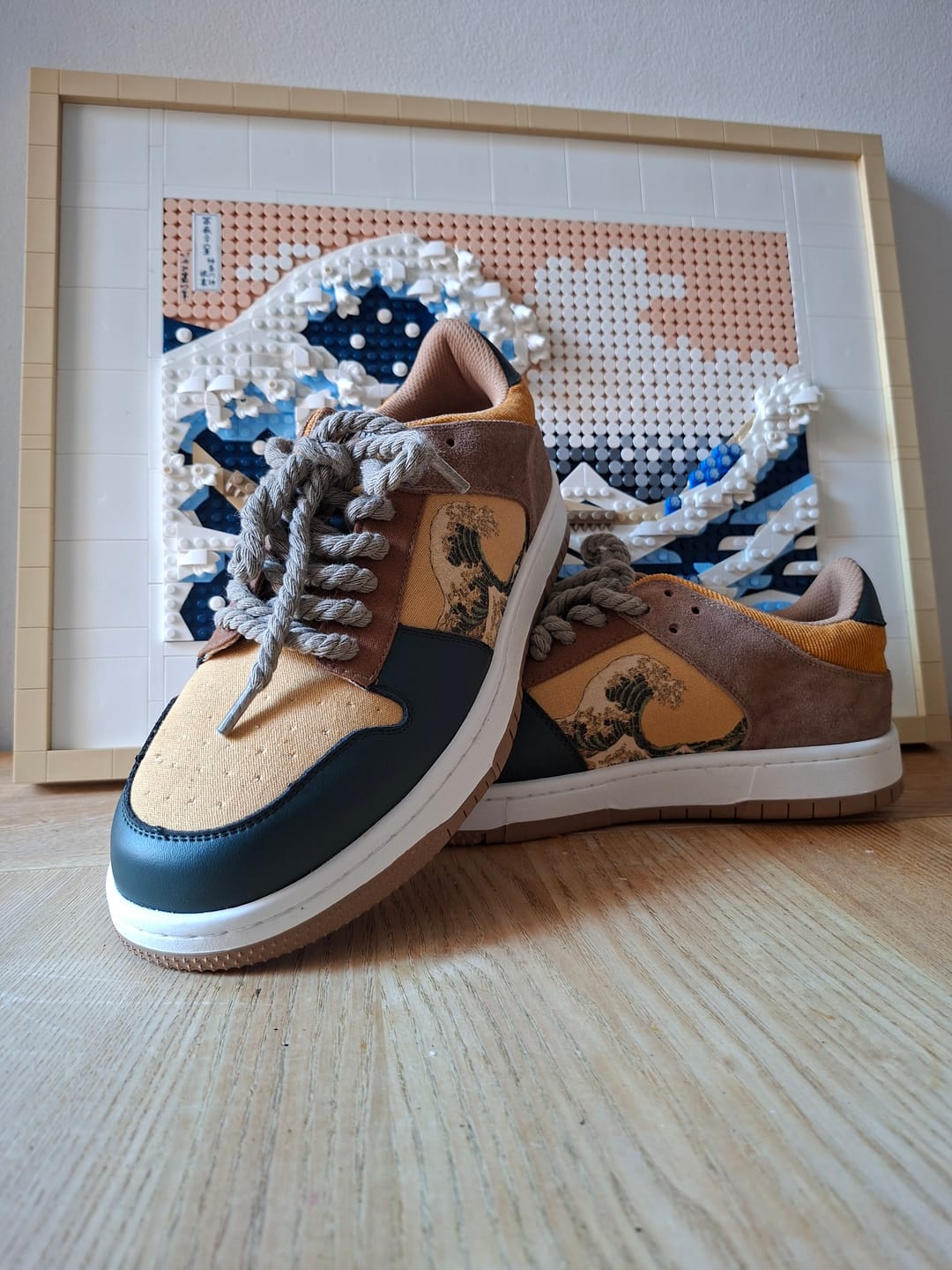 Customer photo review of The great wave off Kanagawa inspired sneakers
