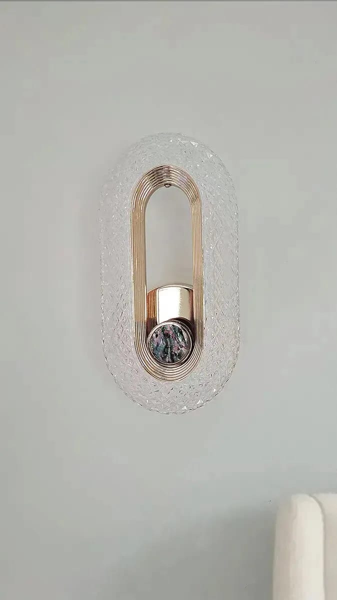 Customer photo review of Gold Wall Light, Patterned Acrylic Arc, Wall Sconce, 20–24 cm