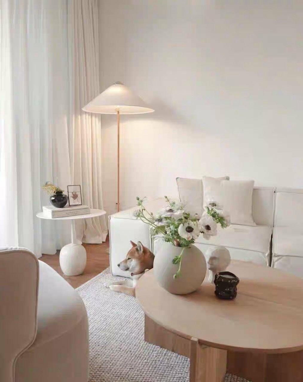 Customer photo review of Floor Lamp with Conical Shade, Bamboo, Rattan or Fabric, 154 cm
