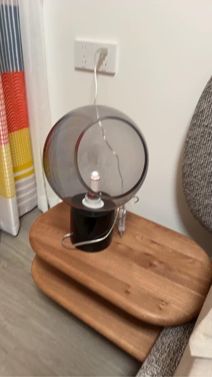Customer photo review of Black Marble Table Lamp, Coloured Glass Shade, Iron, 36 cm High