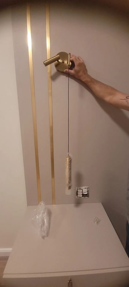 Customer photo review of Wall Light with Adjustable Cord, Acrylic Shade, Wall Sconce, LED