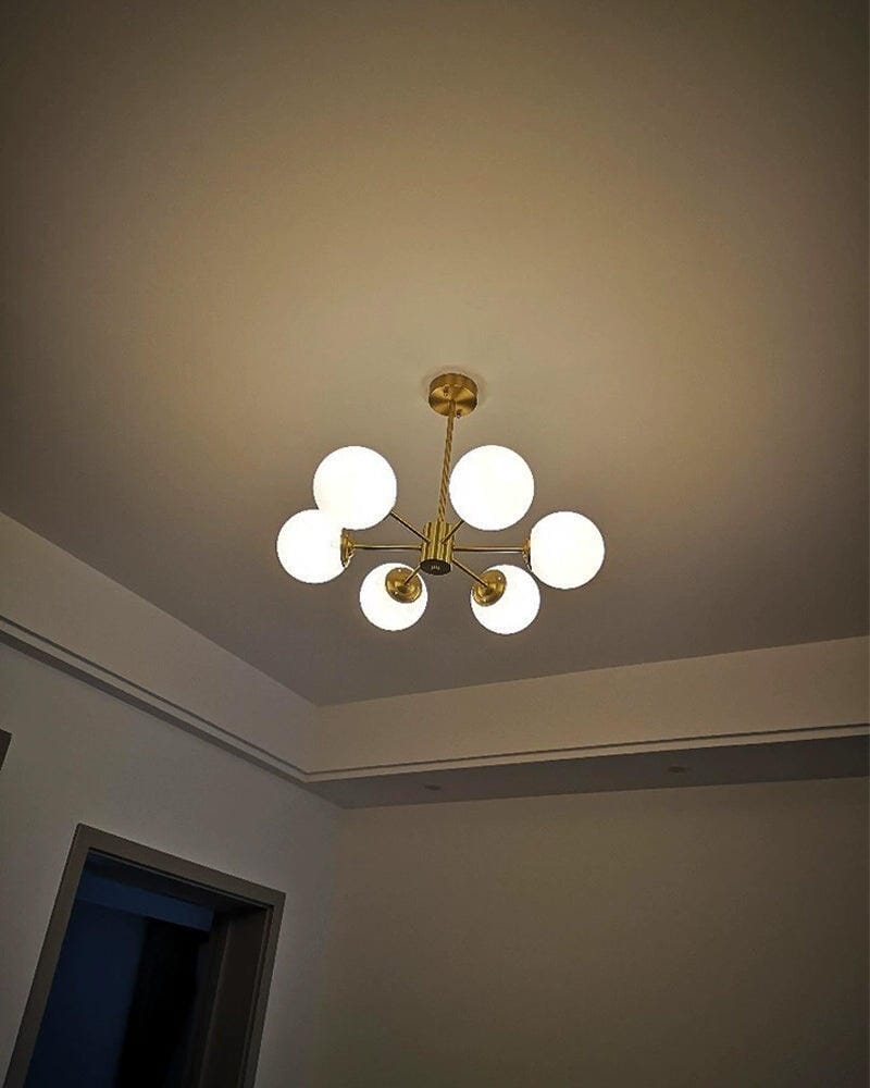 Customer photo review of Glass Orb Chandelier, Brass Frame, Pendant Light, Up to 96 cm