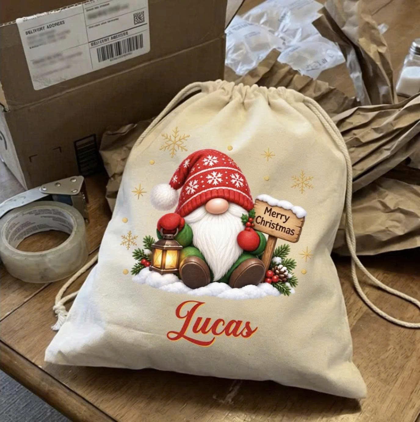 Customer photo review of Your Kid's Christmas Bag - Personalized Christmas Bag, Custom Christmas Sack, Custom Drawstring Gift Bag