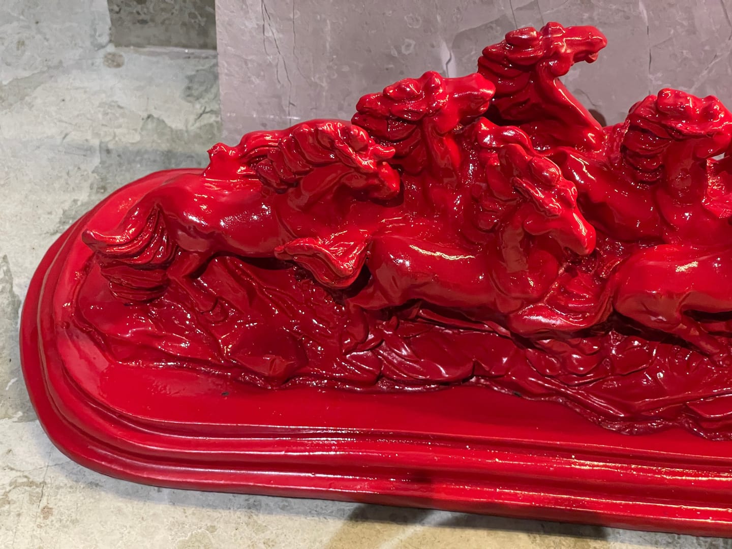 Customer photo review of Majestic Twelve Red Running Horses Resin Sculpture Vastu Remedy for Power, Rapid Progress and Business Growth for Office, Leadership Spaces and Living Room Decor | 39 x 14 cm | 1.6 kg