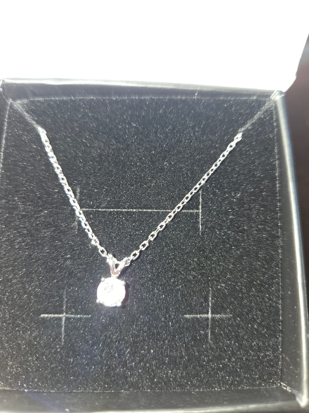 Customer photo review of Faye 18k White Gold Plated Solitaire Necklace with Swarovski Crystal
