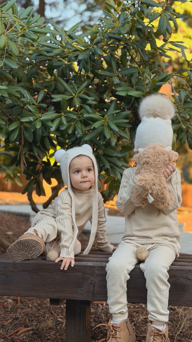 Customer photo review of Oatmeal Cableknit Top and Pants Set