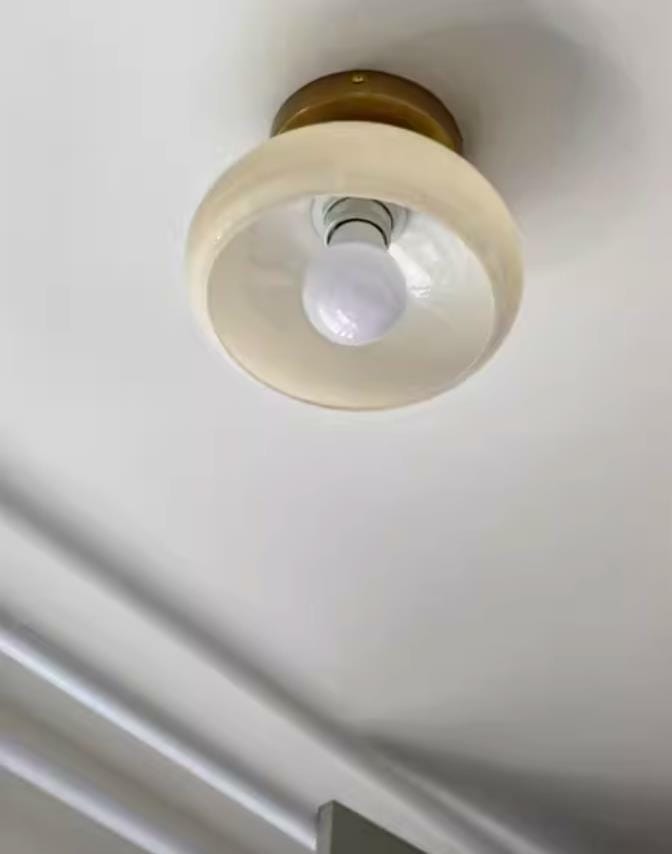 Customer photo review of Beige Glass Flush Mount Ceiling Light, Iron Body, 20 cm
