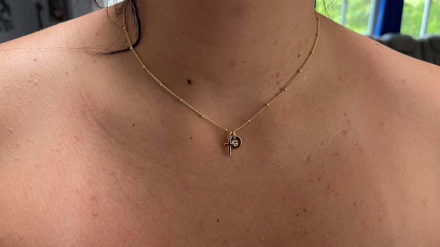 Customer photo review of Forever Faith Initial Necklace