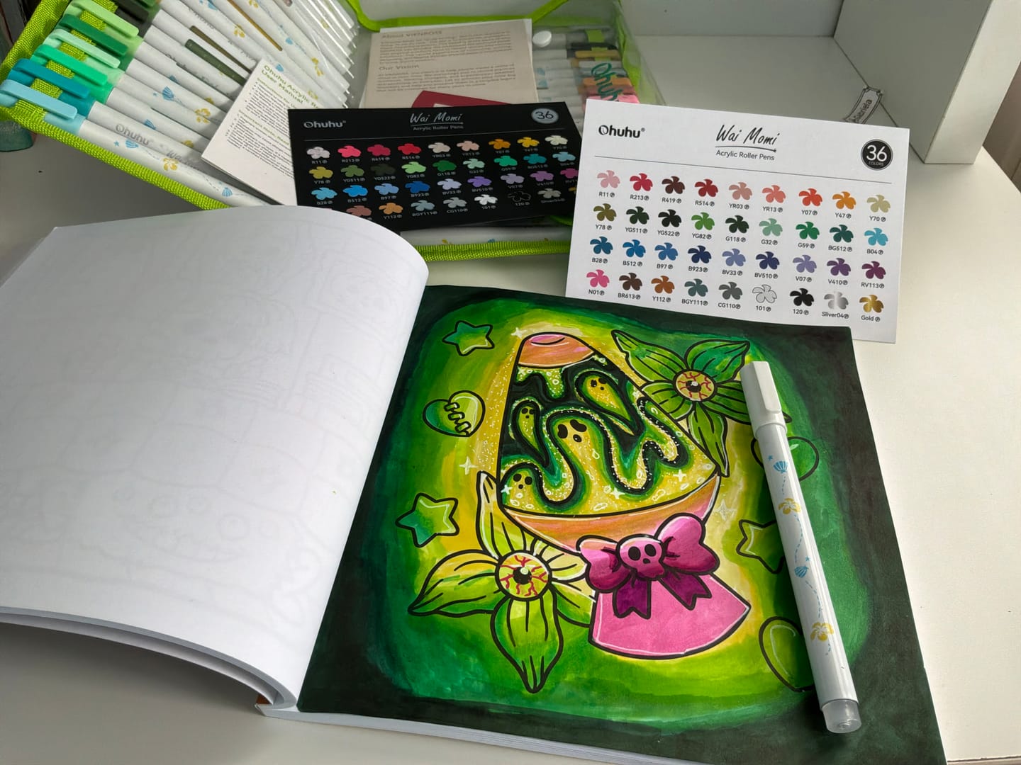 Customer photo review of Ohuhu Wai Momi Acrylic Gel Pens
