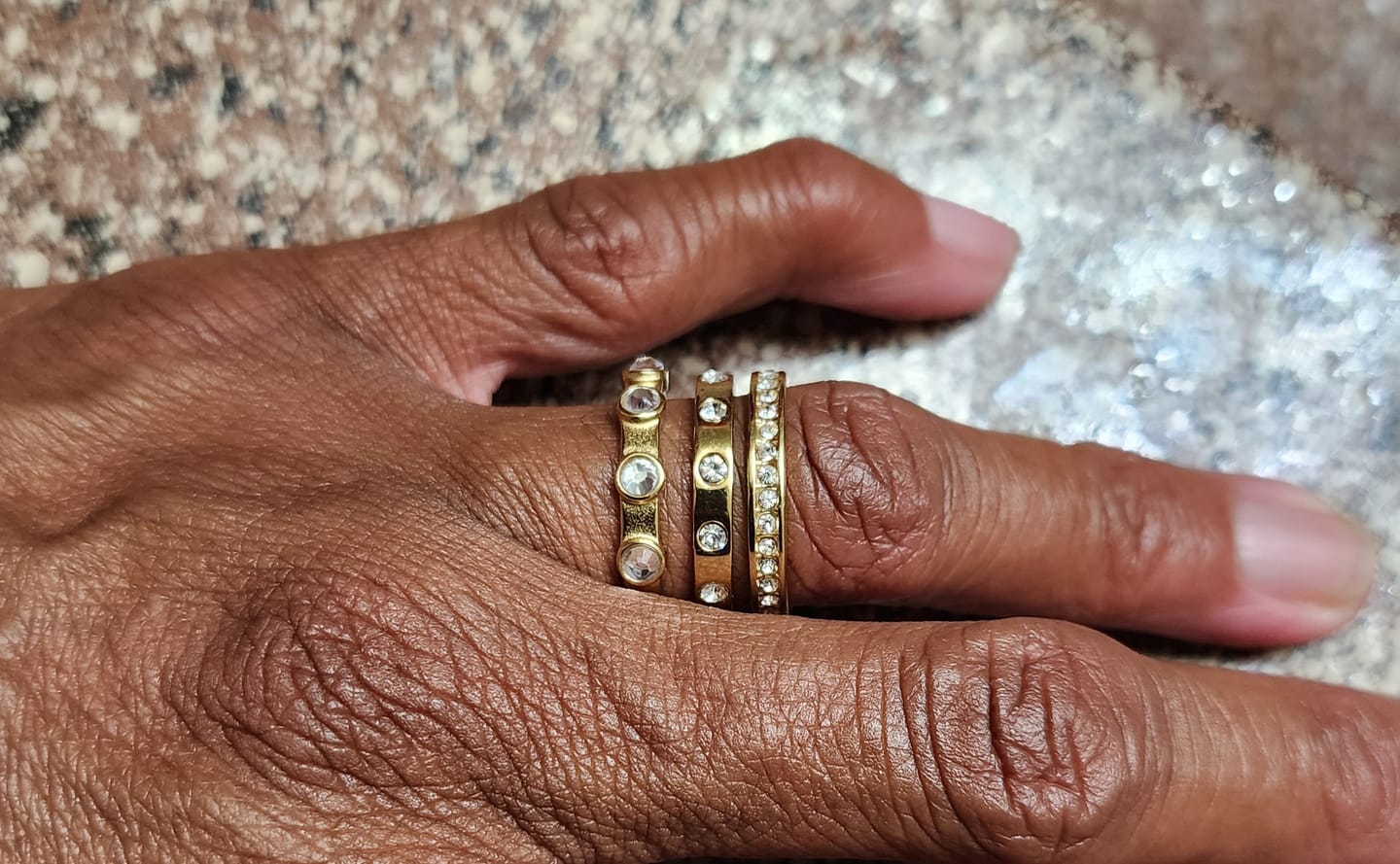 Customer photo review of Iced Stacked Ring
