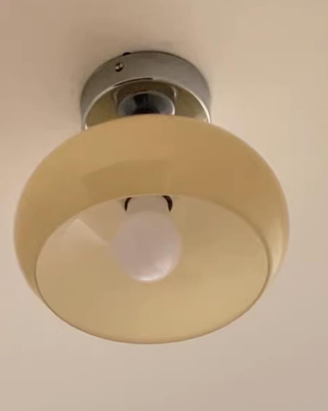 Customer photo review of Beige Glass Flush Mount Ceiling Light, Iron Body, 20 cm