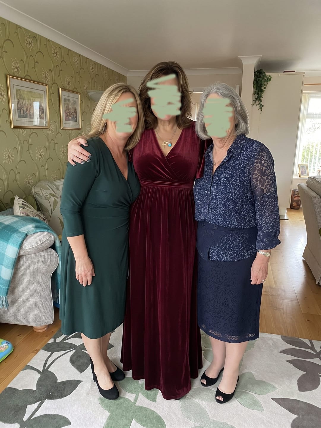 Customer photo review of V-Neck Flutter-Sleeve Velvet Maxi Dress