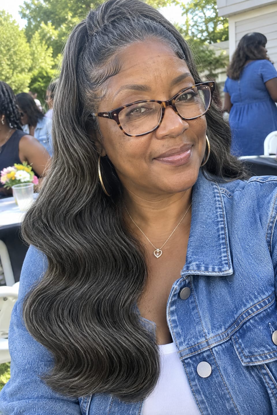 Customer photo review of Luvwin Salt And Pepper Crochet Hair Body Wave Human Hair Bundle Hair Extensions