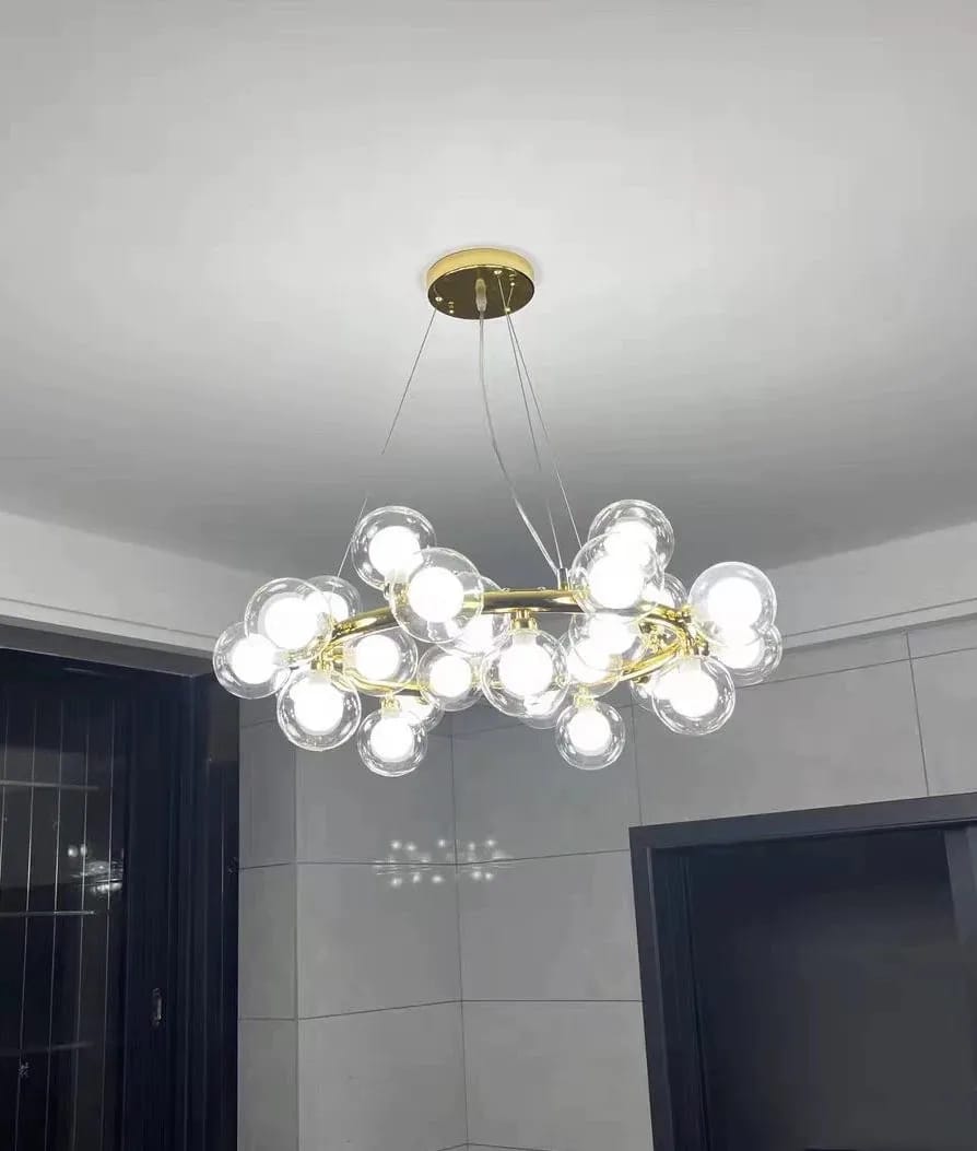 Customer photo review of Glass Chandelier, Iron Ring with Double Walled Bulbs, 58–95 cm