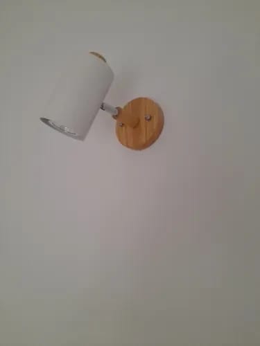 Customer photo review of Wall Light with Rotating Metal Shade and Wooden Backplate