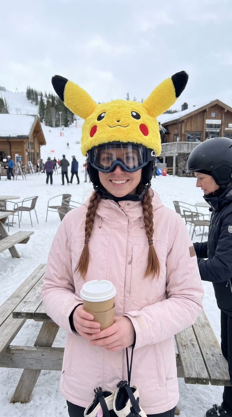 Customer photo review of PowderPuffClub™ - Plush Ski Helmet Cover