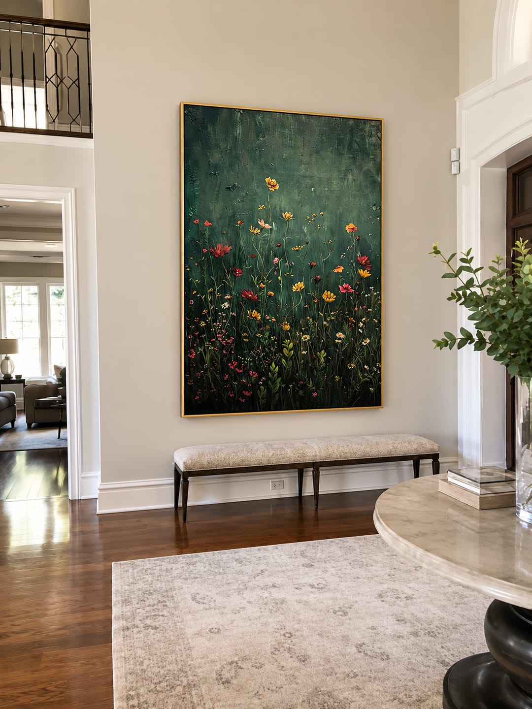 Customer photo review of "Midnight Meadow" – Moody Dark Green Botanical Wildflower Oil Painting