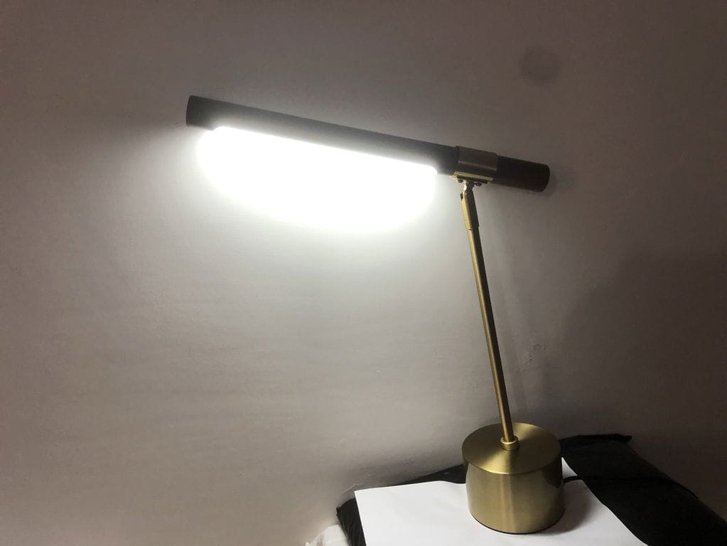 Customer photo review of Linear Table Lamp, Gold and Walnut Finish, Desk Lamp, LED