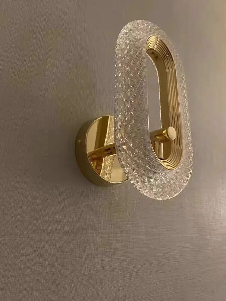 Customer photo review of Gold Wall Light, Patterned Acrylic Arc, Wall Sconce, 20–24 cm
