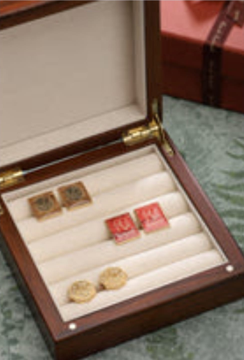 Customer photo review of Cufflink Storage Box - Teak Wood