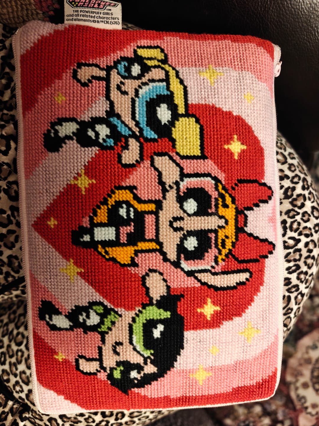 Customer photo review of BEST FRIENDS FOREVER - Needlepoint Pouch Kit