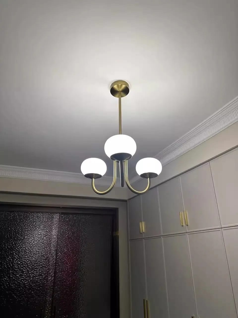 Customer photo review of Curved Arm Chandelier with Glass Shades, 3 or 5 Lights, 50–68 cm