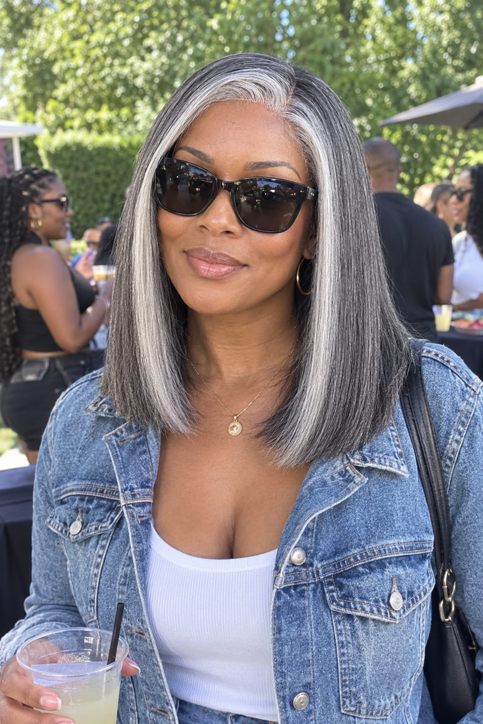 Customer photo review of Luvwin 5x5 Closure Salt & Pepper More Salt Highlight Front Glueless Straight Wig