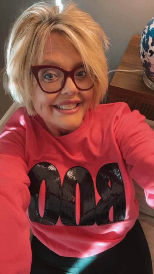 Customer photo review of Custom Boo sequin patch Halloween sweatshirt