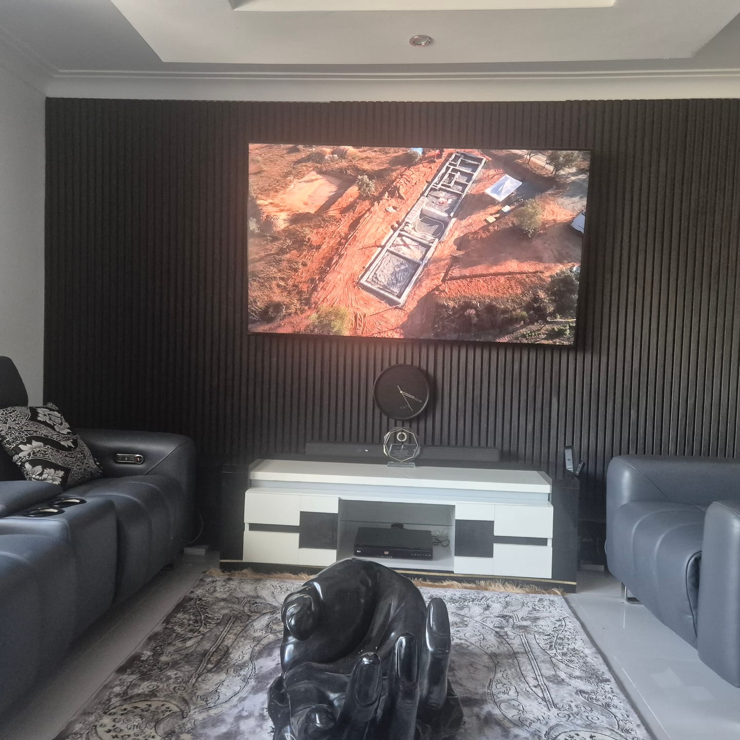 Customer photo review of Acoustic Slat Wall Panels Wooden Decorative Wall Panels Black Oak Premium 2.4m x 0.6m