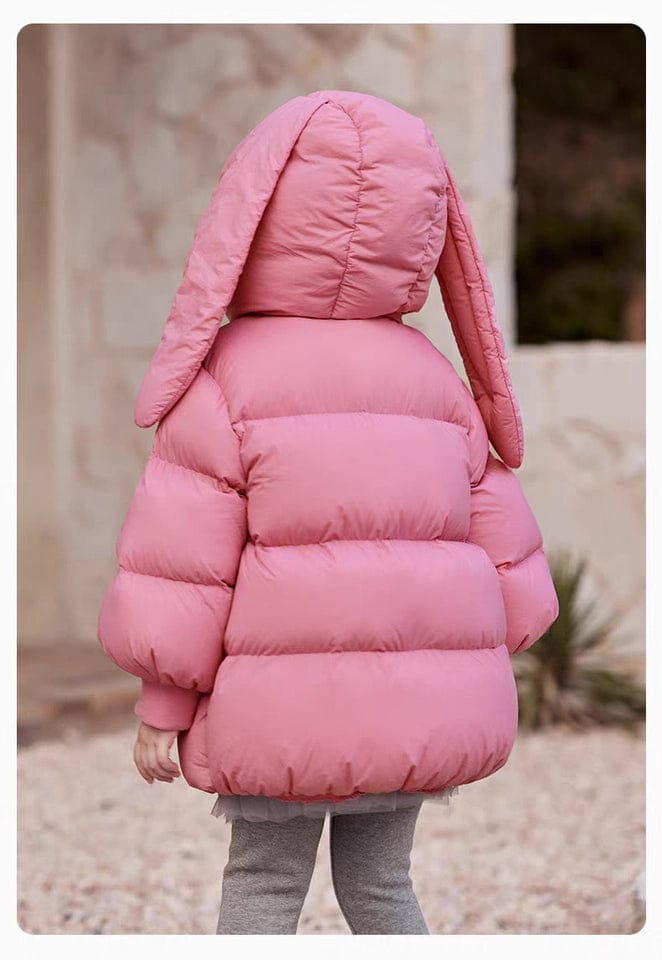 Customer photo review of Dave&Bella Toddler Girls Winter Cute Rabbit-ear Outdoor Waterproof Cozy Down Coats