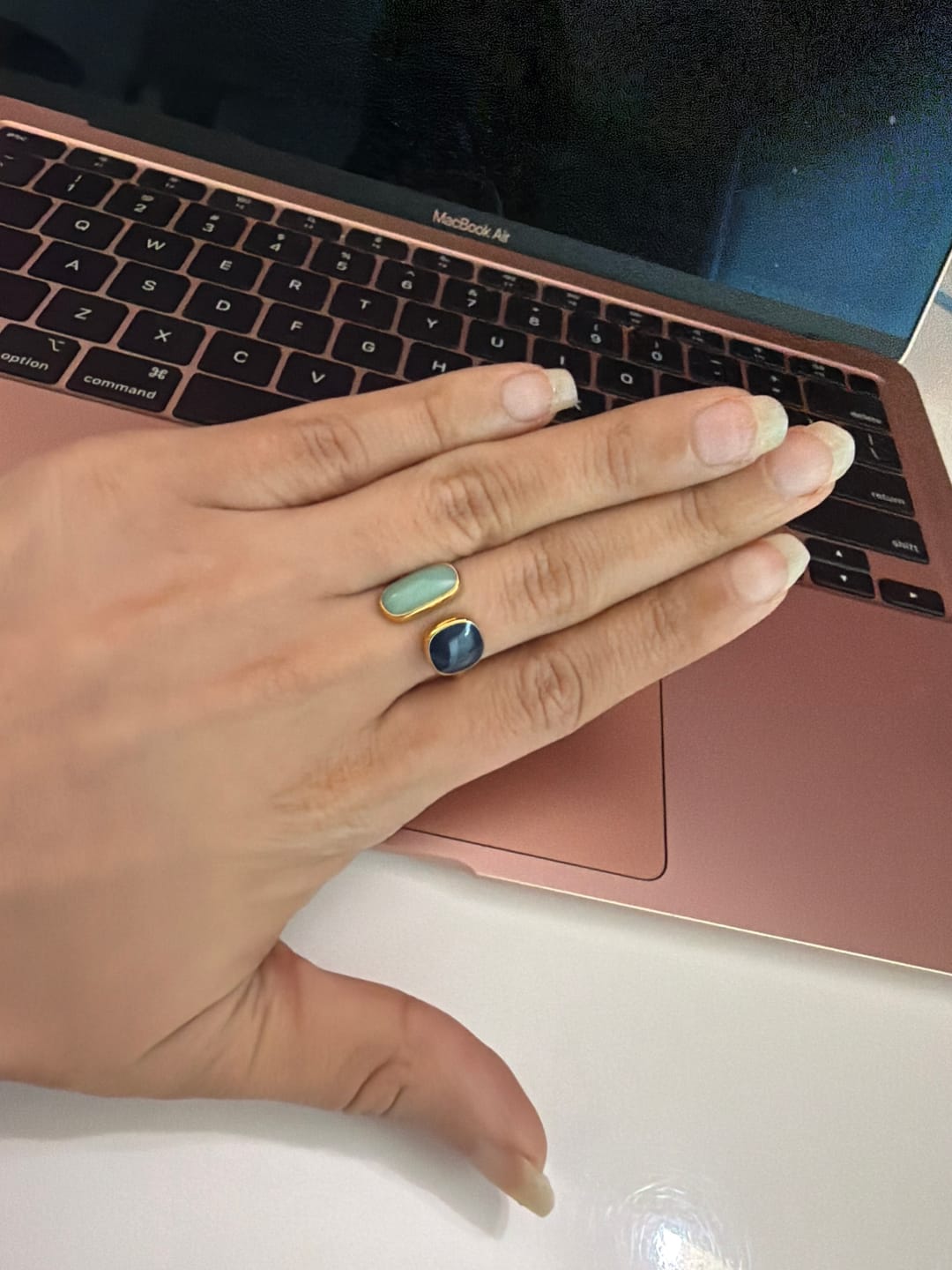 Customer photo review of Aquamarine Wrap Ring