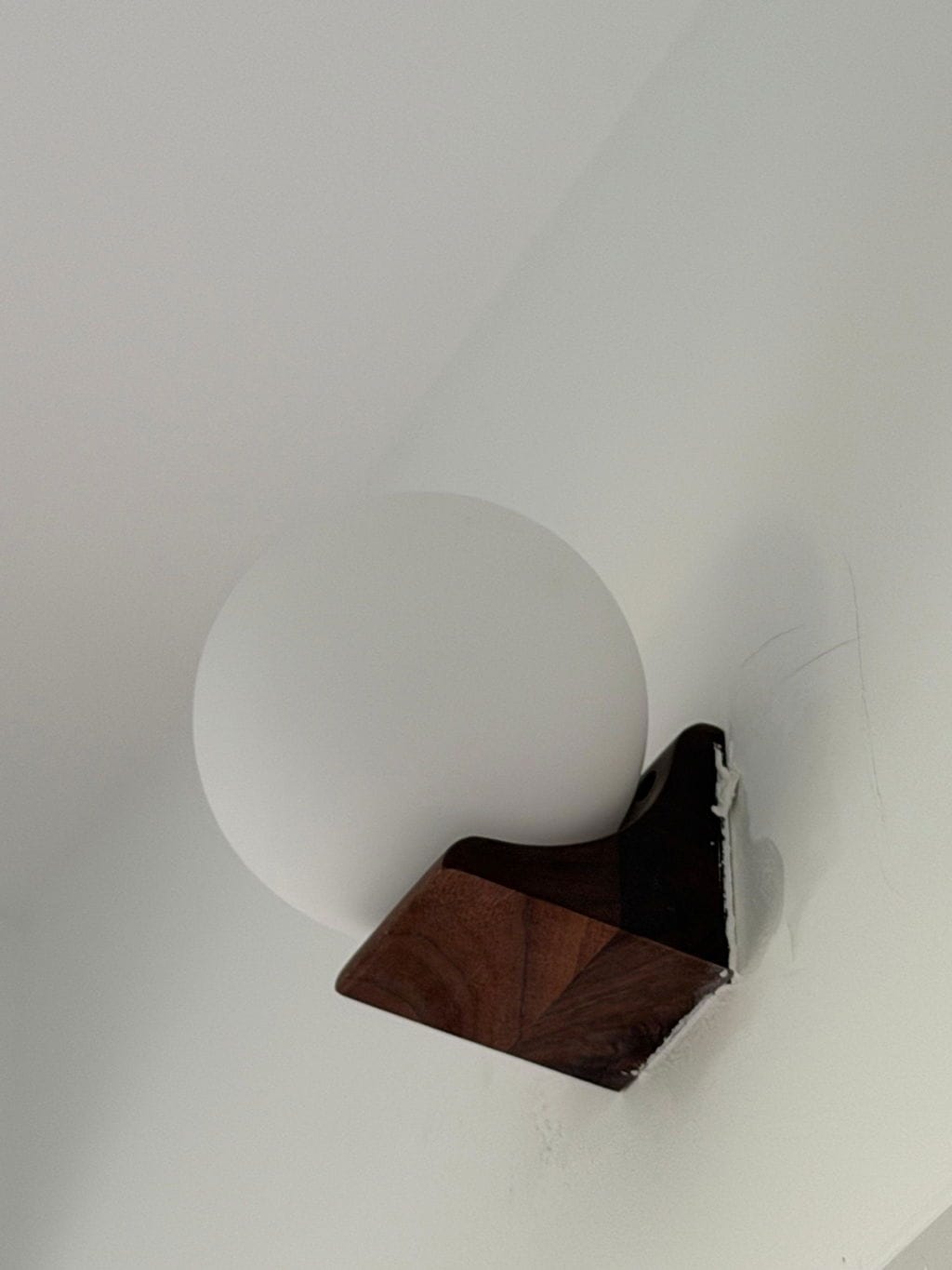 Customer photo review of Glass Orb Wall Light with Wood Base, Wall Sconce, 13.5 cm