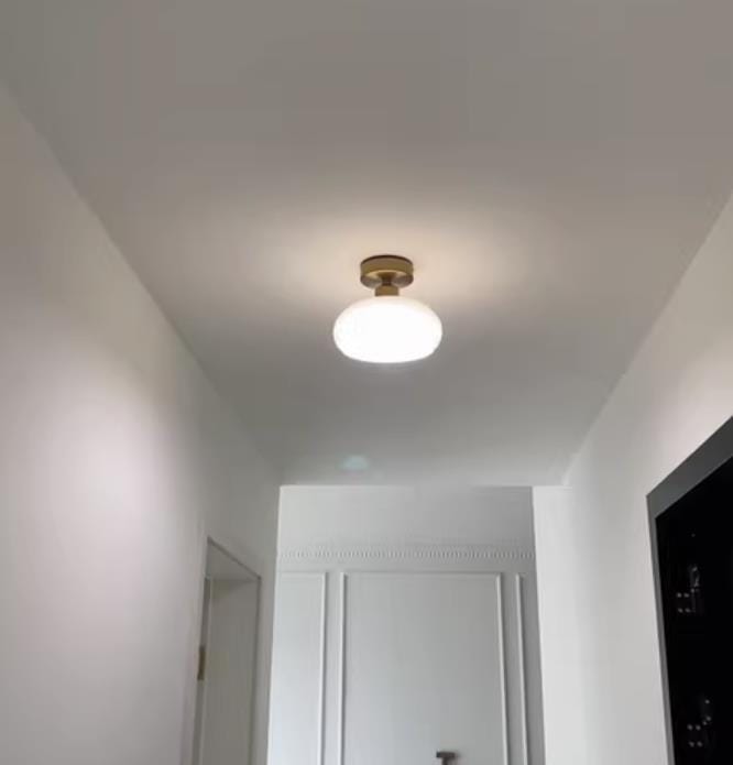 Customer photo review of Beige Glass Flush Mount Ceiling Light, Iron Body, 20 cm