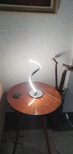 Customer photo review of Chrome Table Lamp, Curved Aluminium Body, Plug In, LED, 37 cm
