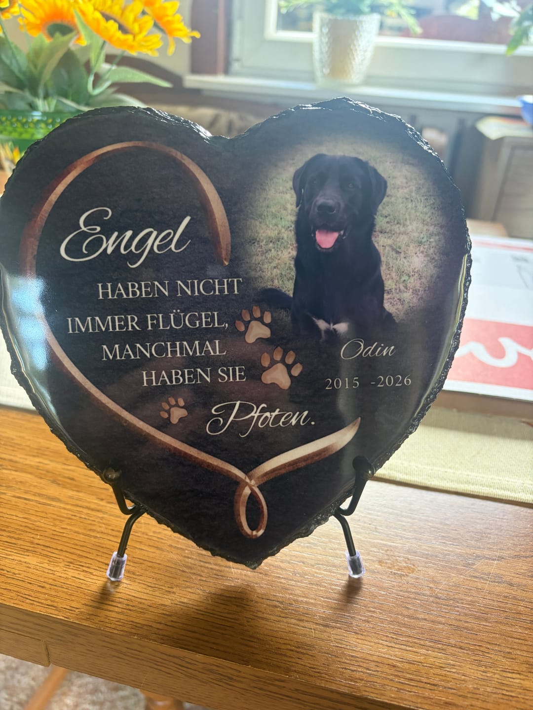 Customer photo review of Personalisiertes Schieferherz - Engel haben Pfoten