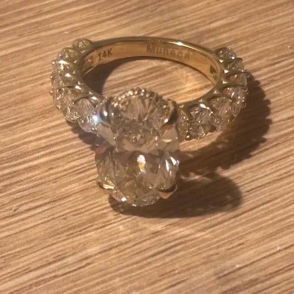 Customer photo review of 5 CT Oval Cut Lab Grown Diamond Hidden Halo Tulip Engagement Ring