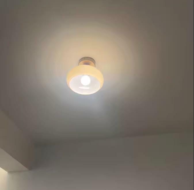 Customer photo review of Beige Glass Flush Mount Ceiling Light, Iron Body, 20 cm