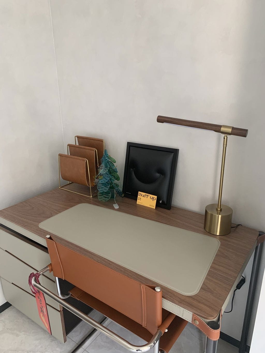 Customer photo review of Linear Table Lamp, Gold and Walnut Finish, Desk Lamp, LED