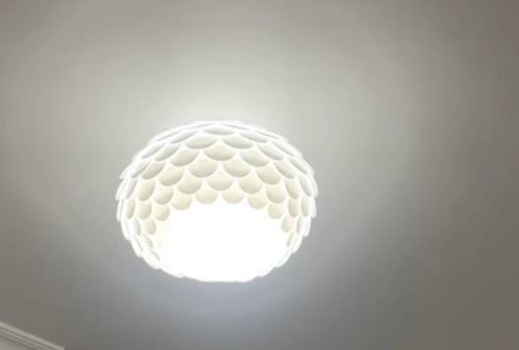 Customer photo review of Fish-Scale Oval Ceiling Light, White Metal Body, Hardwired