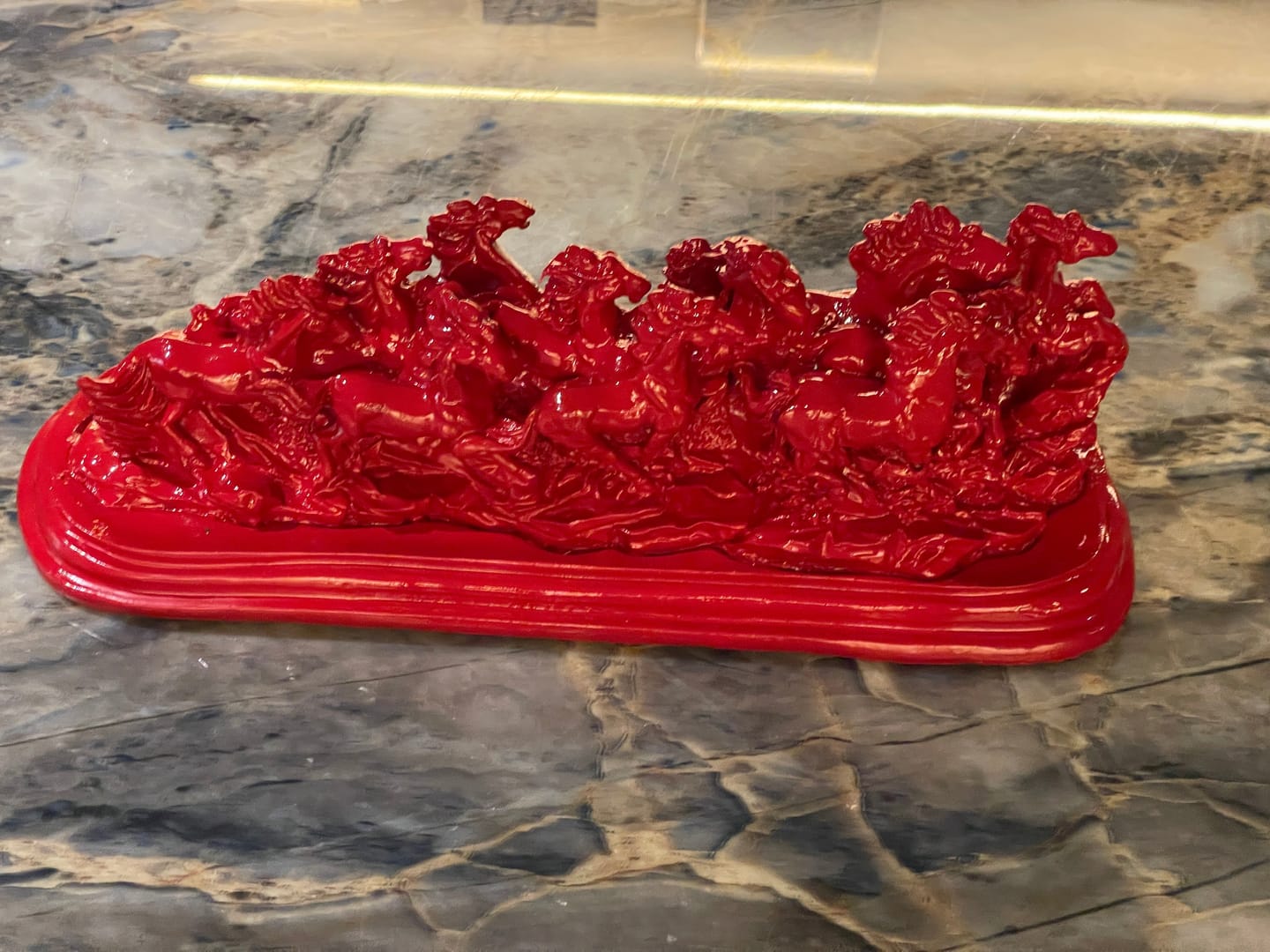 Customer photo review of Majestic Twelve Red Running Horses Resin Sculpture Vastu Remedy for Power, Rapid Progress and Business Growth for Office, Leadership Spaces and Living Room Decor | 39 x 14 cm | 1.6 kg