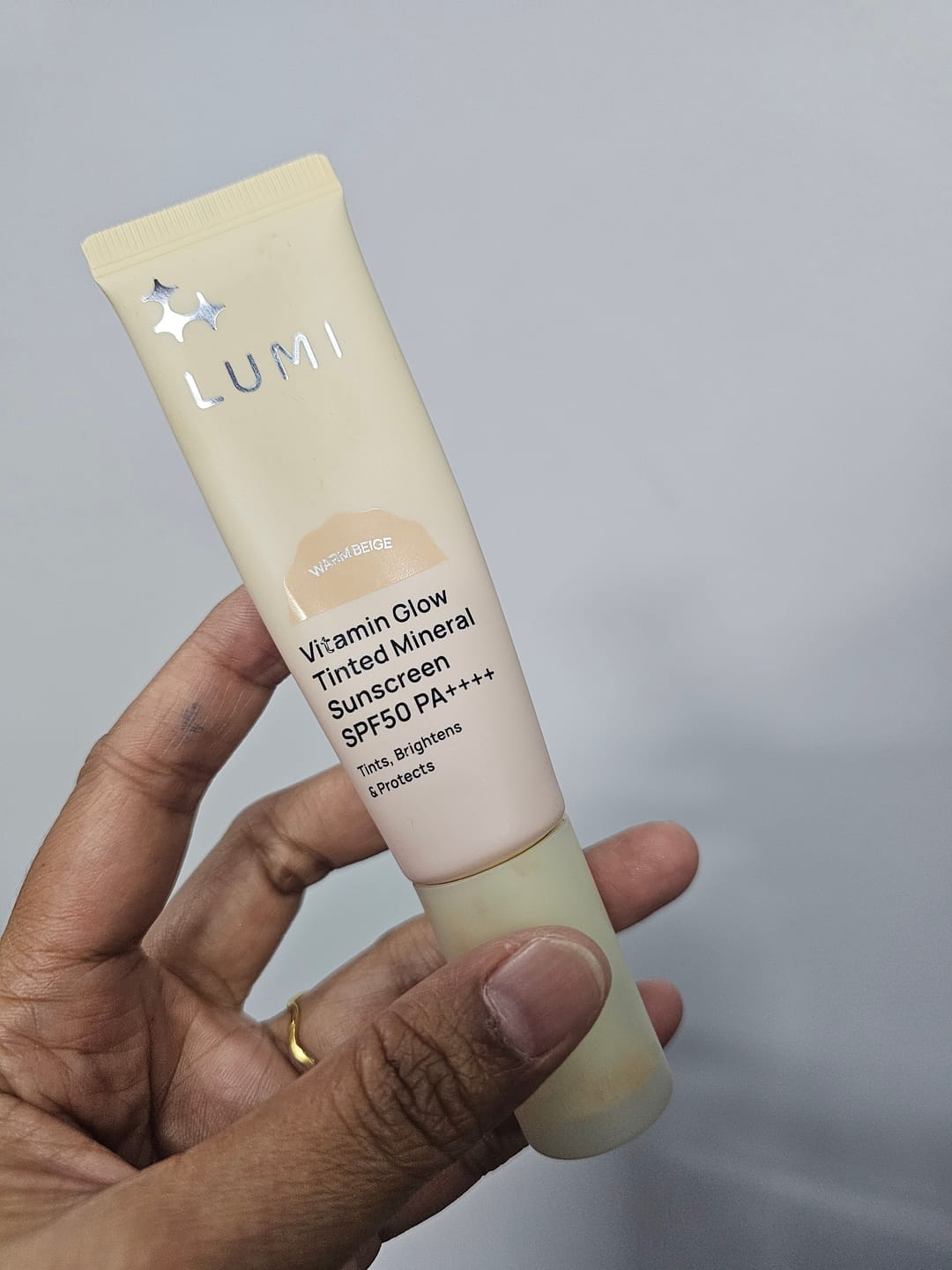 Customer photo review of Vitamin Glow Tinted Mineral Sunscreen SPF50 PA++++