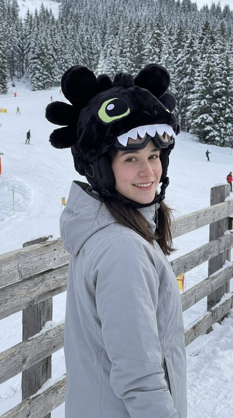 Customer photo review of PowderPuffClub™ - Plush Ski Helmet Cover